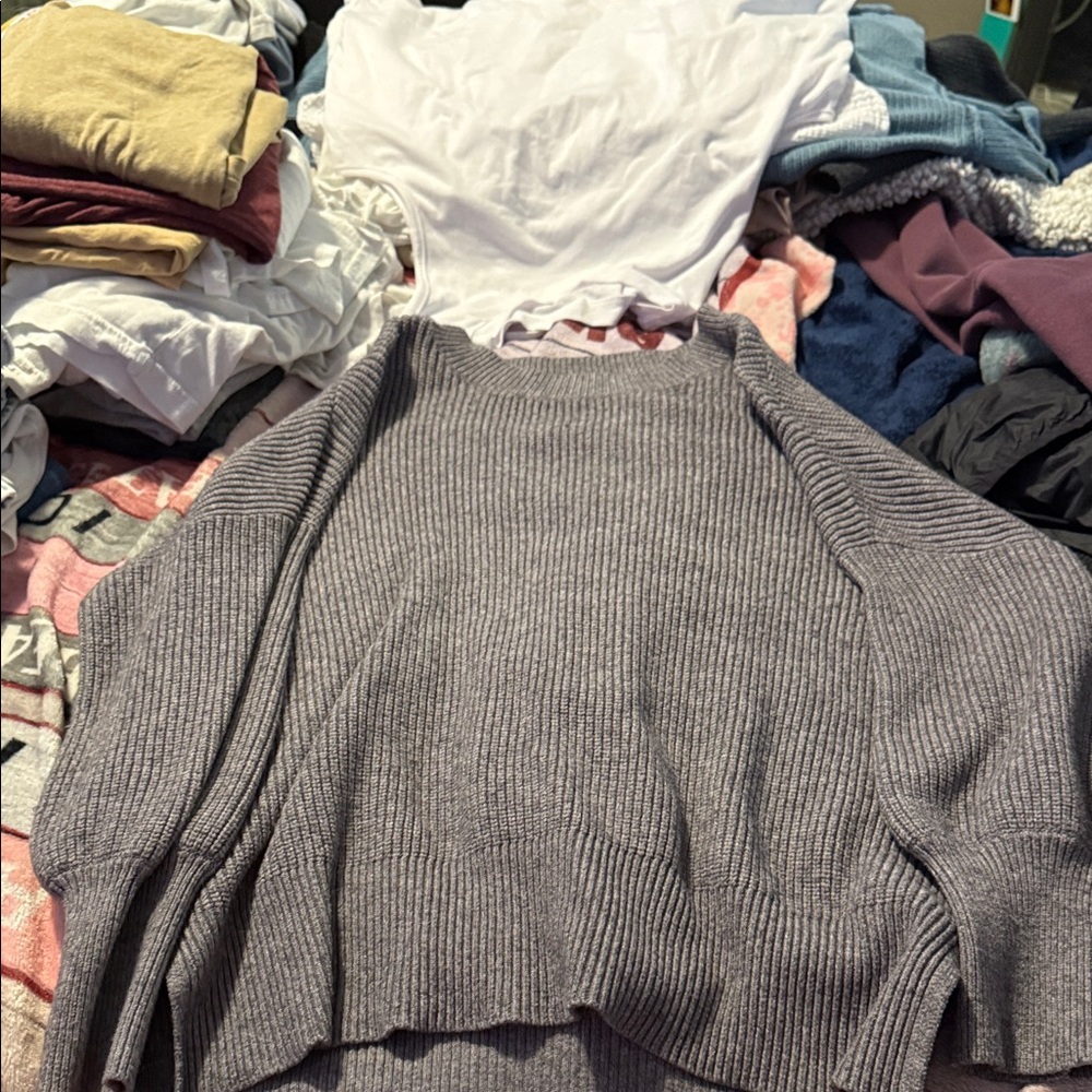 Mint Gray Women's Crew Neck Sweater